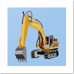 Construction Truck Backhoe Crane Claw Posters and Art